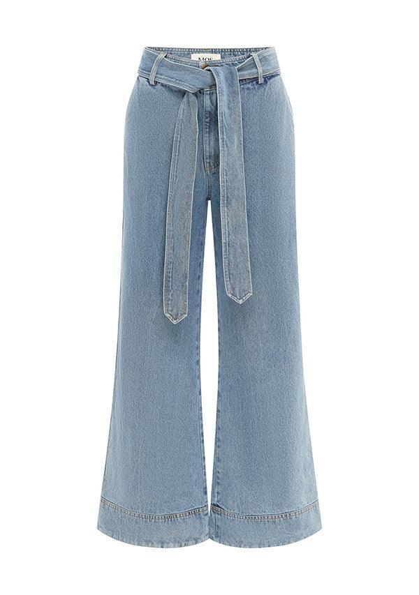 Harper Denim Pants - Blue Denim by MOS The Label - in 6 | SWAACE