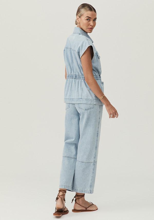 Lucia Denim Vest - Blue Wash by MOS The Label - in 6 | SWAACE