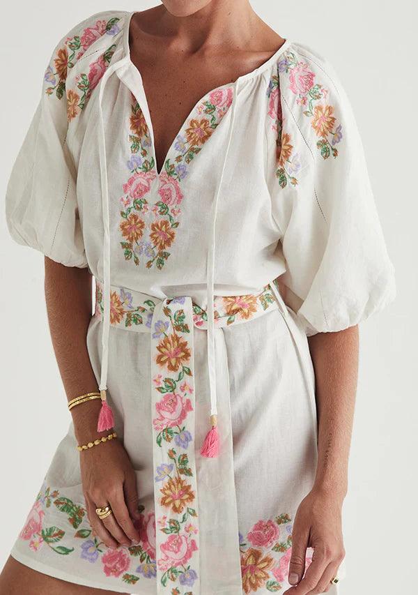 Ophelia Mini Dress - Ivory by MOS The Label - in 6 | SWAACE