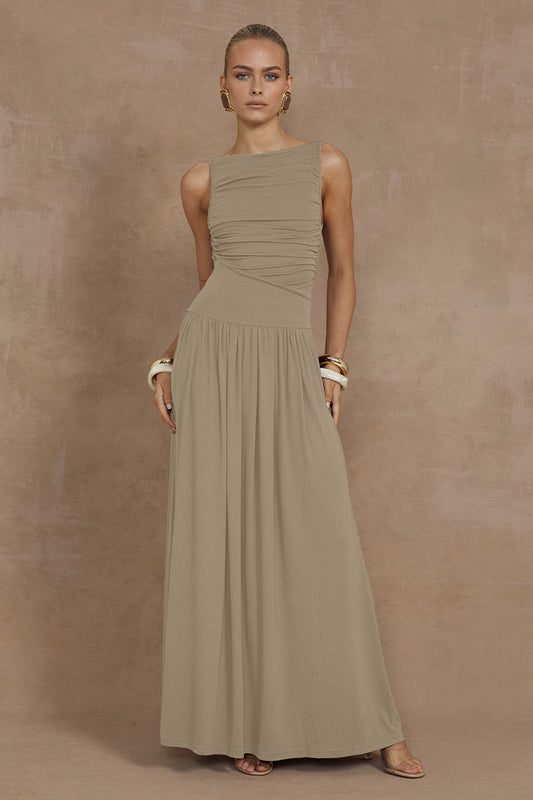 Nalla Maxi Dress - Sand by Runaway The Label - in XS | SWAACE