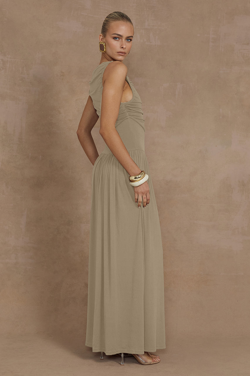 Nalla Maxi Dress - Sand by Runaway The Label - in XS | SWAACE