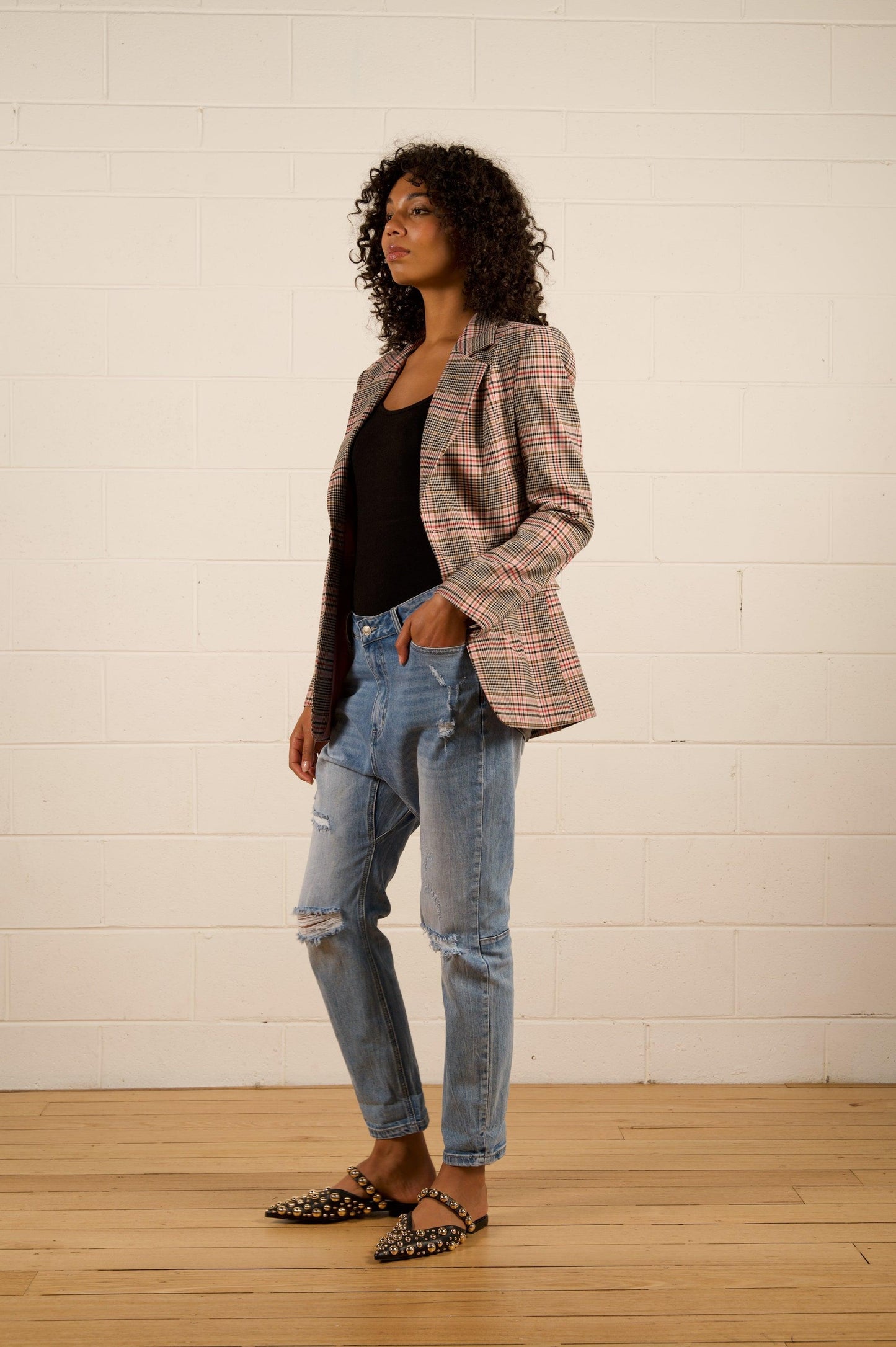 Jules Longline Blazer - Pink Check by We Are The Others - in 1/XS | SWAACE