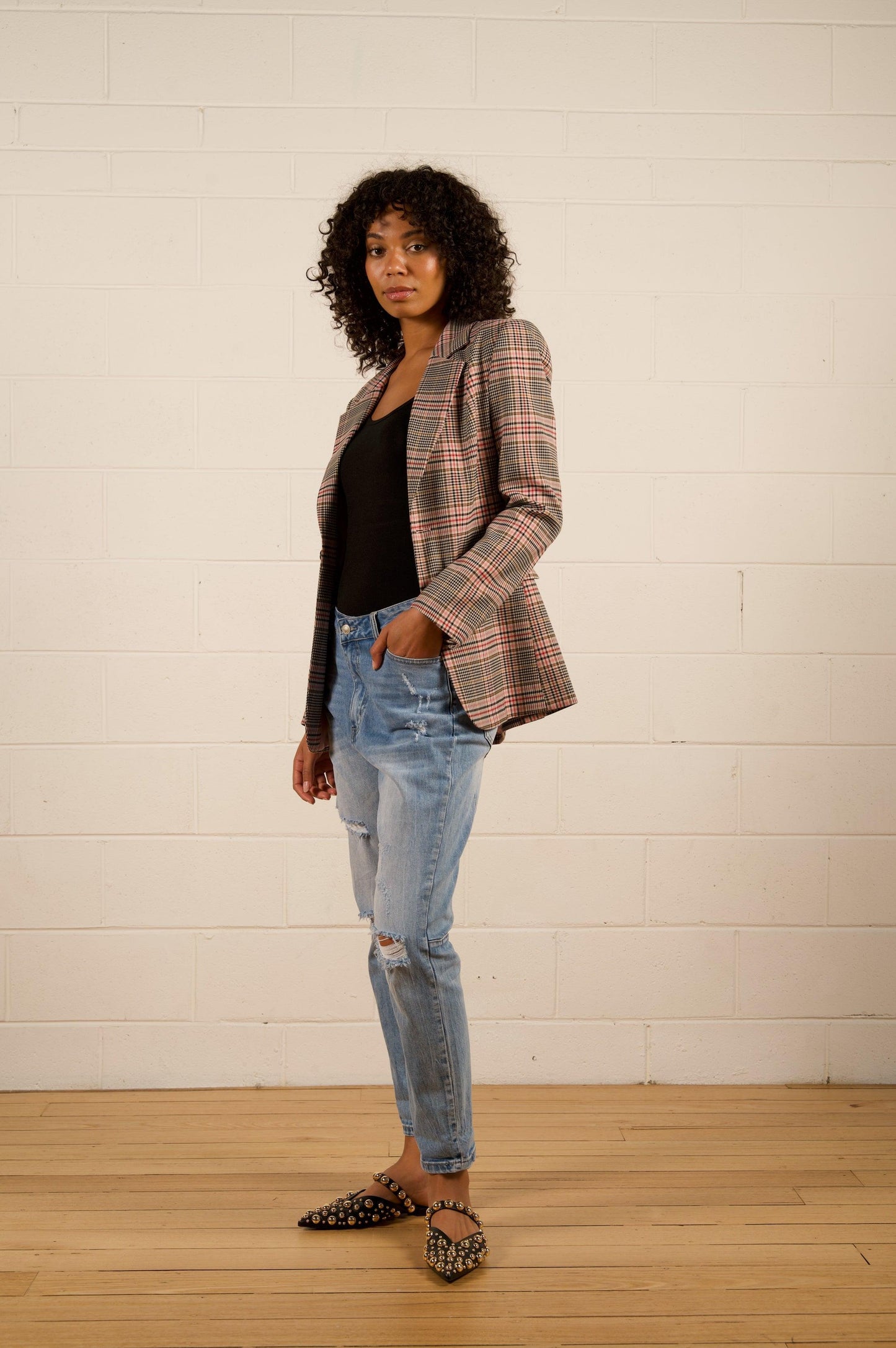 Jules Longline Blazer - Pink Check by We Are The Others - in 1/XS | SWAACE