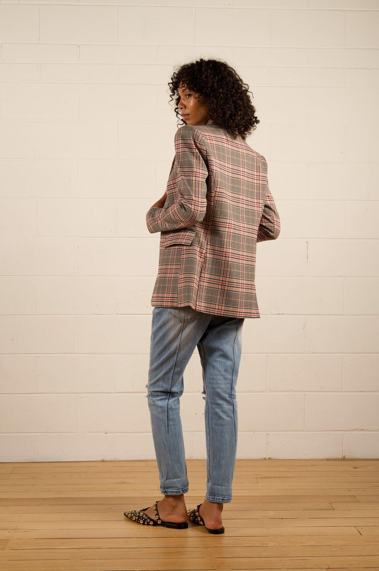 Jules Longline Blazer - Pink Check by We Are The Others - in 1/XS | SWAACE