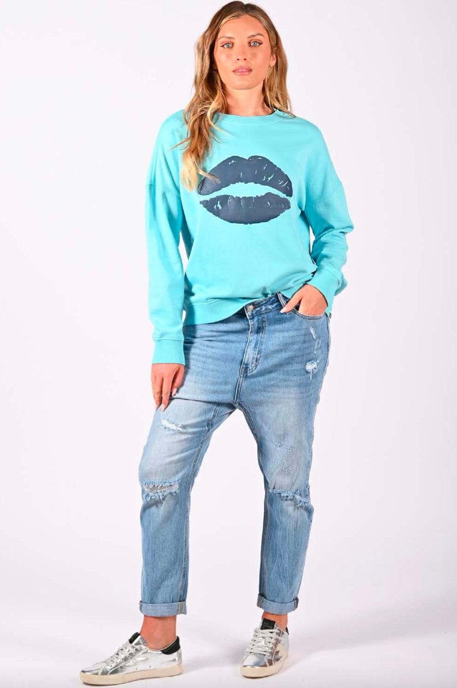The Slouch Sweat - Aqua Lips by We Are The Others - in 1/XS | SWAACE