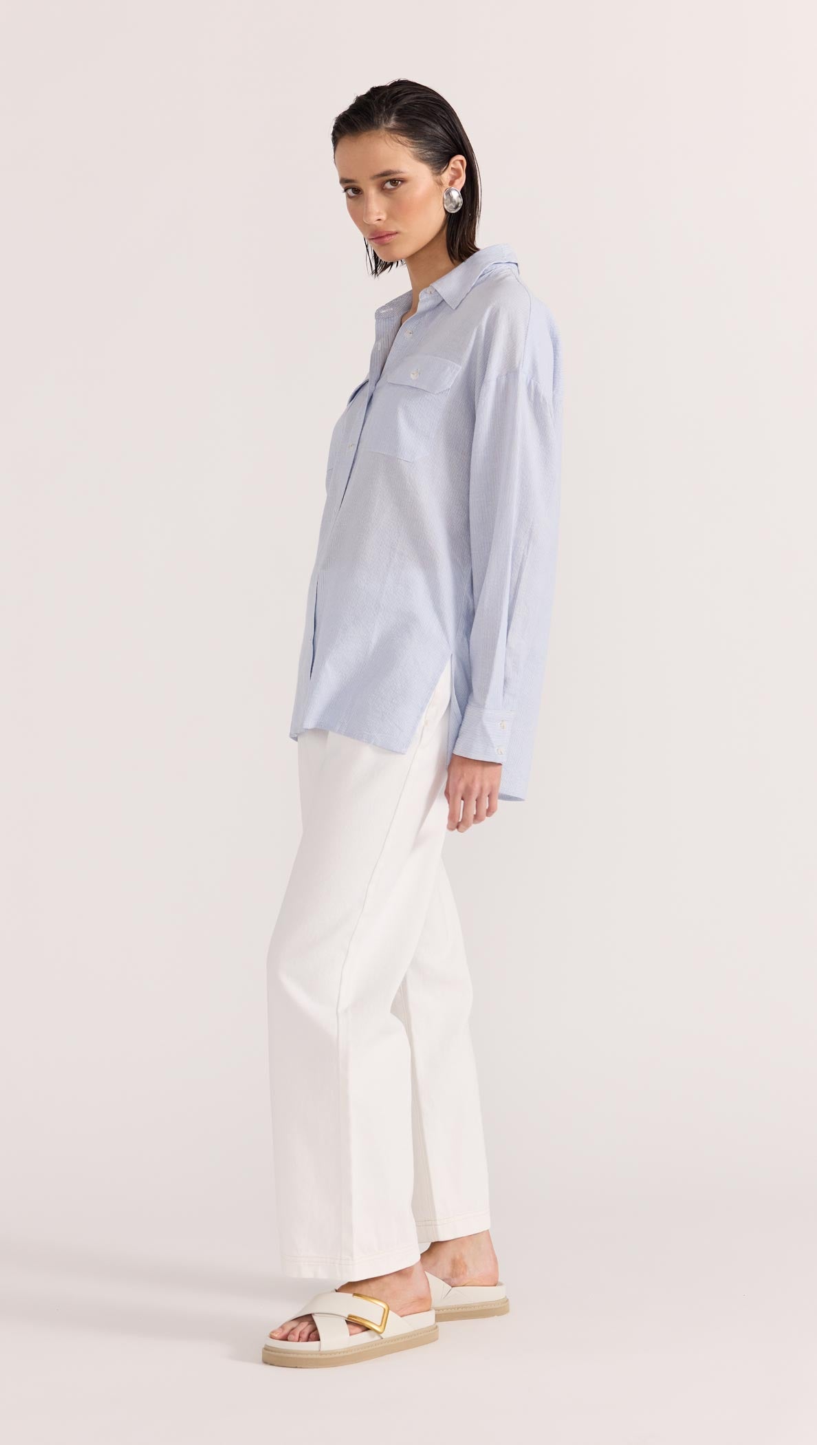 Danica Shirt - Blue/White - STAPLE THE LABEL