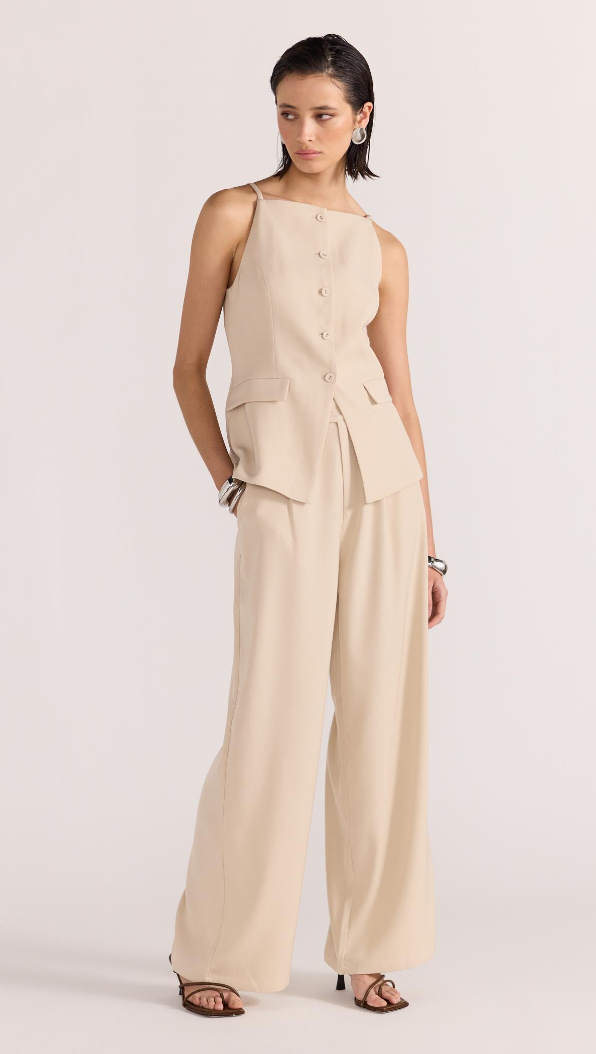 Hayden Longline Vest - Beige