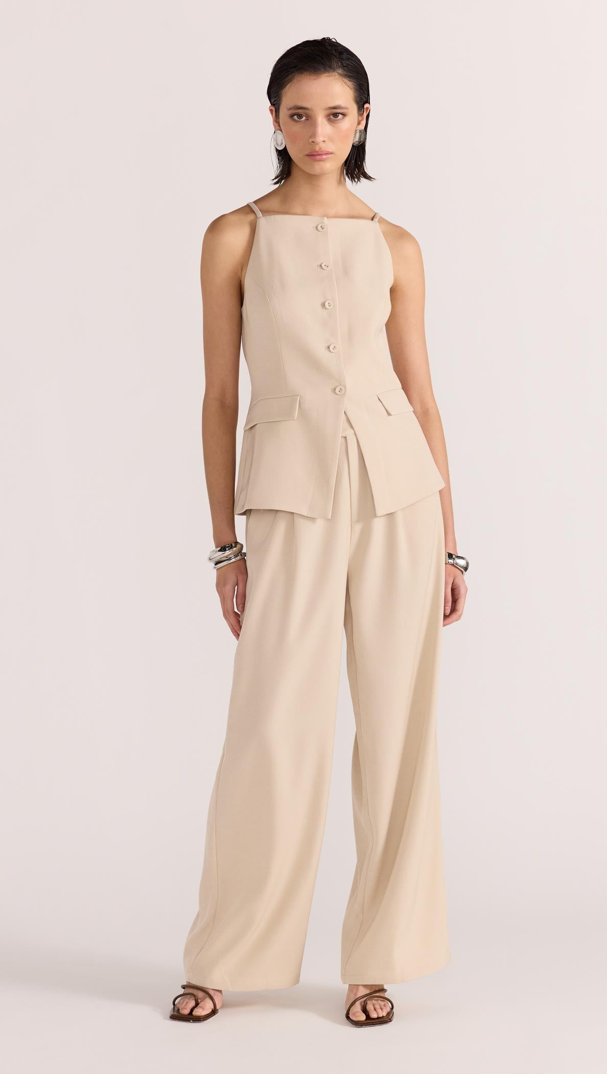 Hayden Longline Vest - Beige