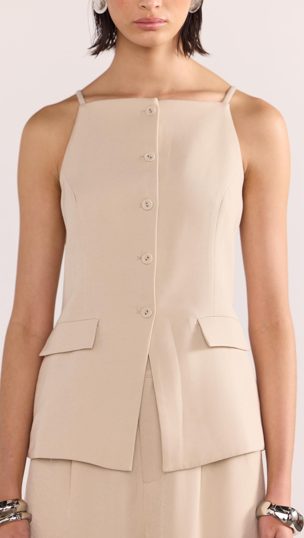 Hayden Longline Vest - Beige