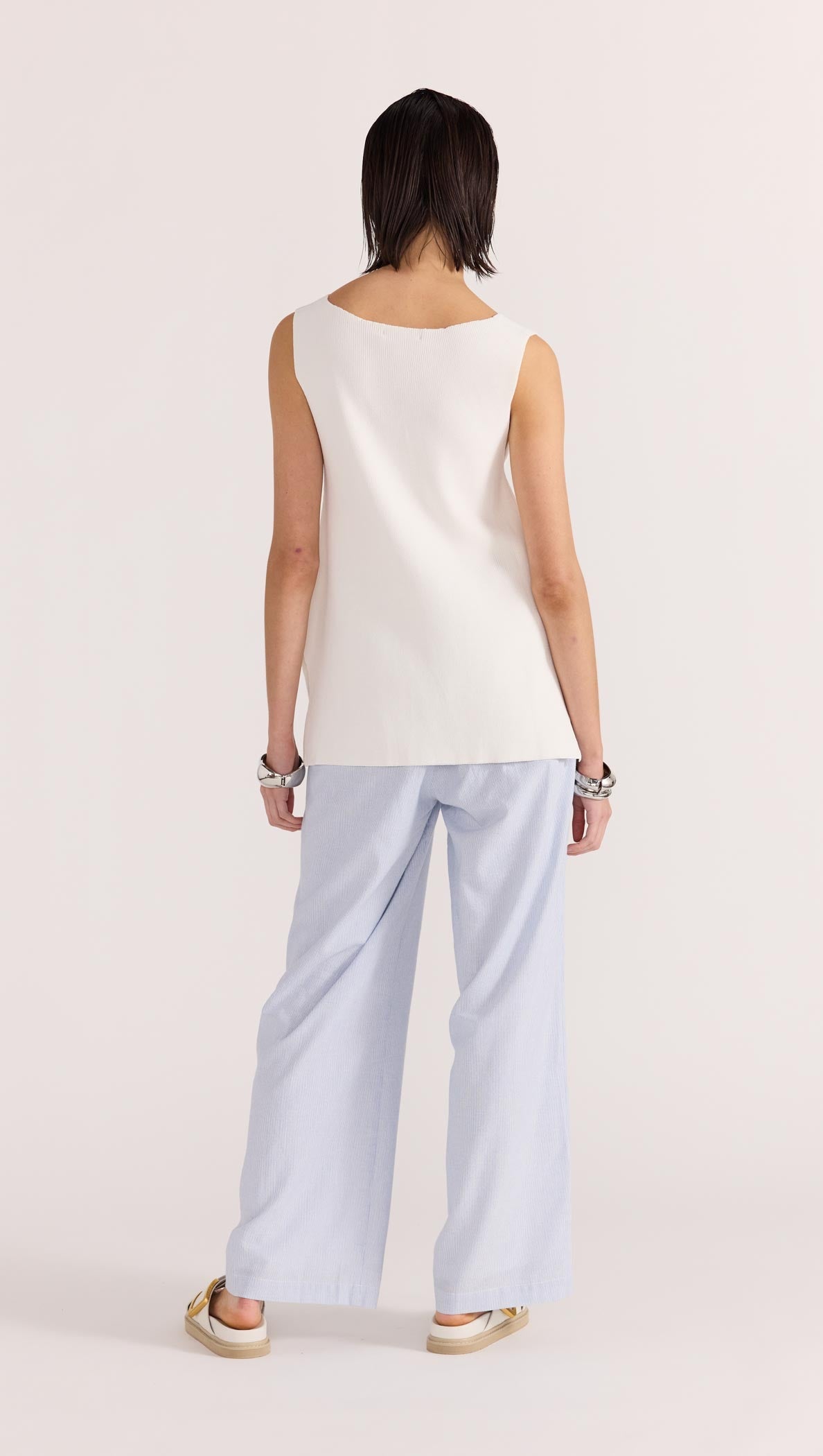 Celia V-Neck Tunic Tank - White - STAPLE THE LABEL