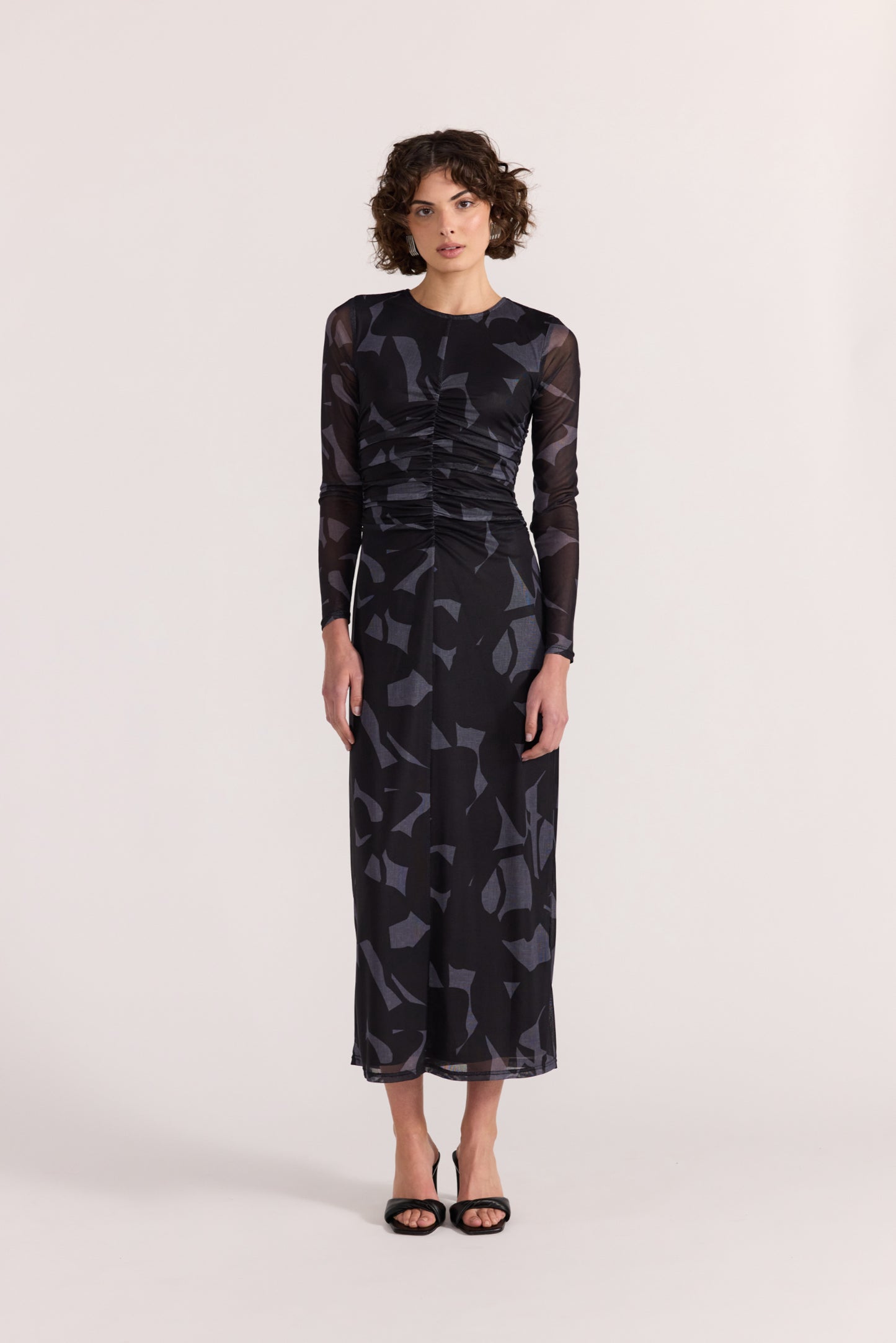 Aura Mesh Midi Dress - Abstract