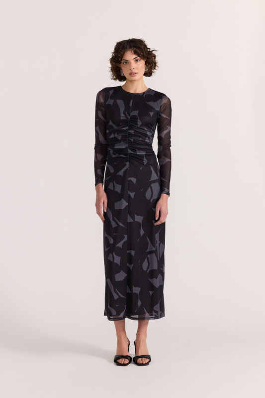 Aura Mesh Midi Dress - Abstract