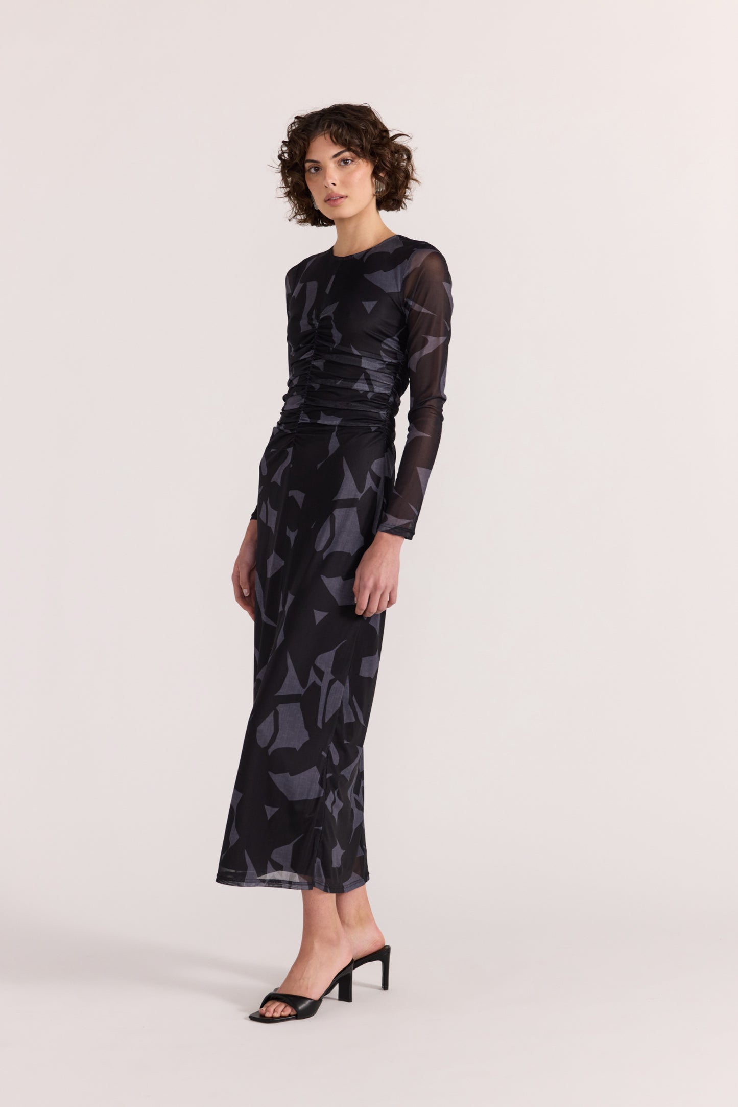 Aura Mesh Midi Dress - Abstract