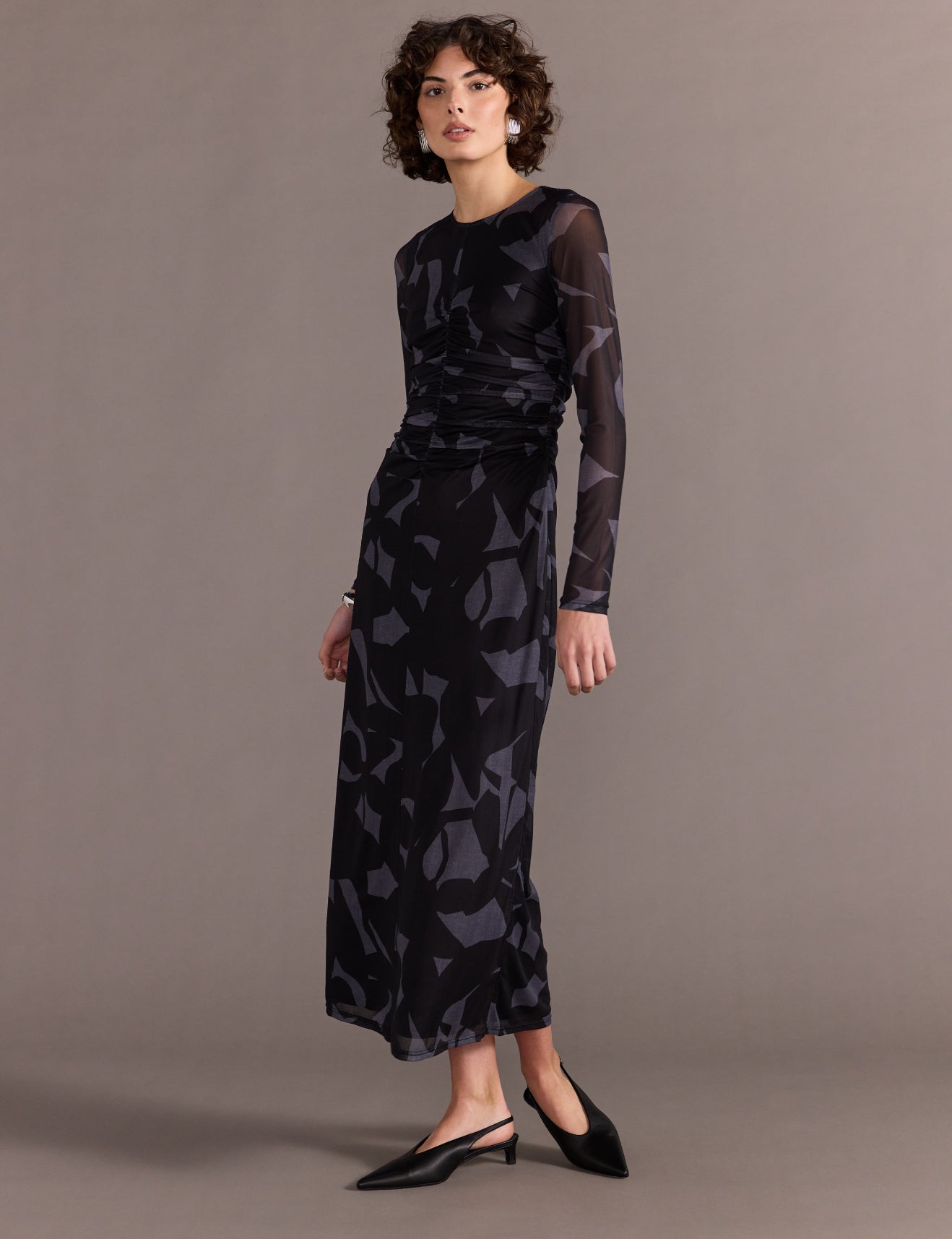 Aura Mesh Midi Dress - Abstract