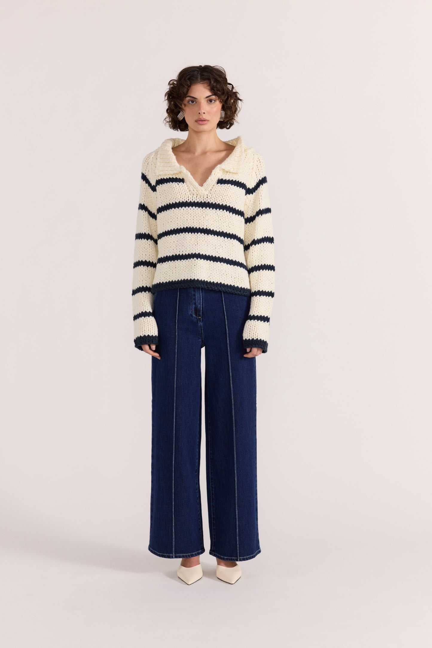 Frankie Stripe Jumper - Cream/Navy