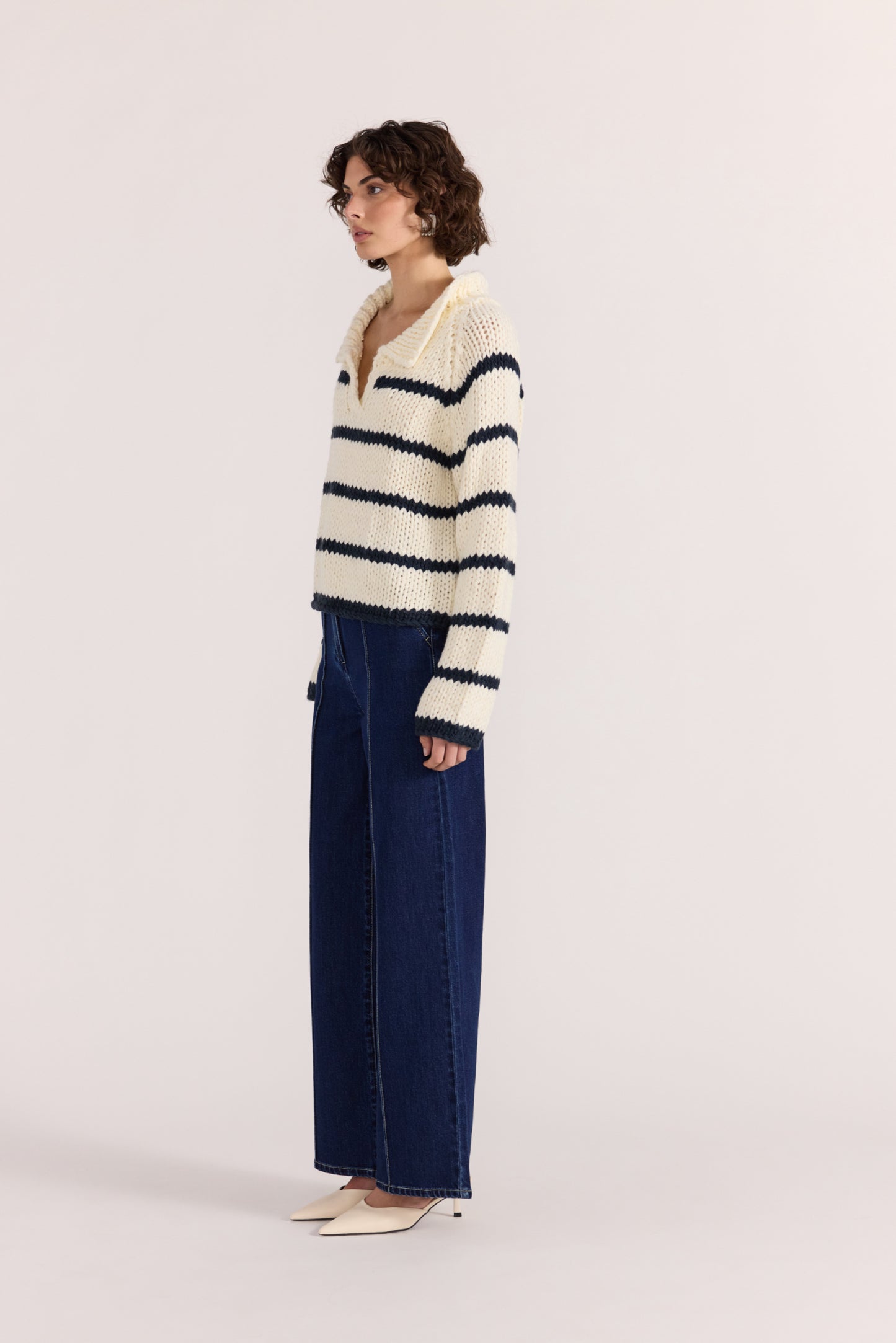 Frankie Stripe Jumper - Cream/Navy