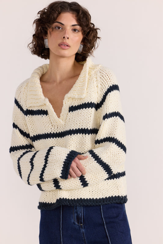 Frankie Stripe Jumper - Cream/Navy
