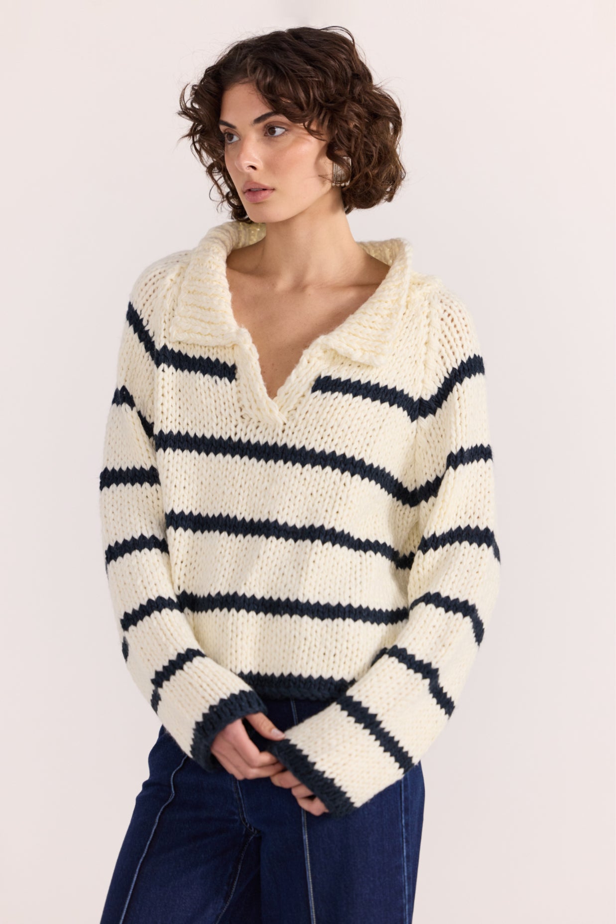 Frankie Stripe Jumper - Cream/Navy
