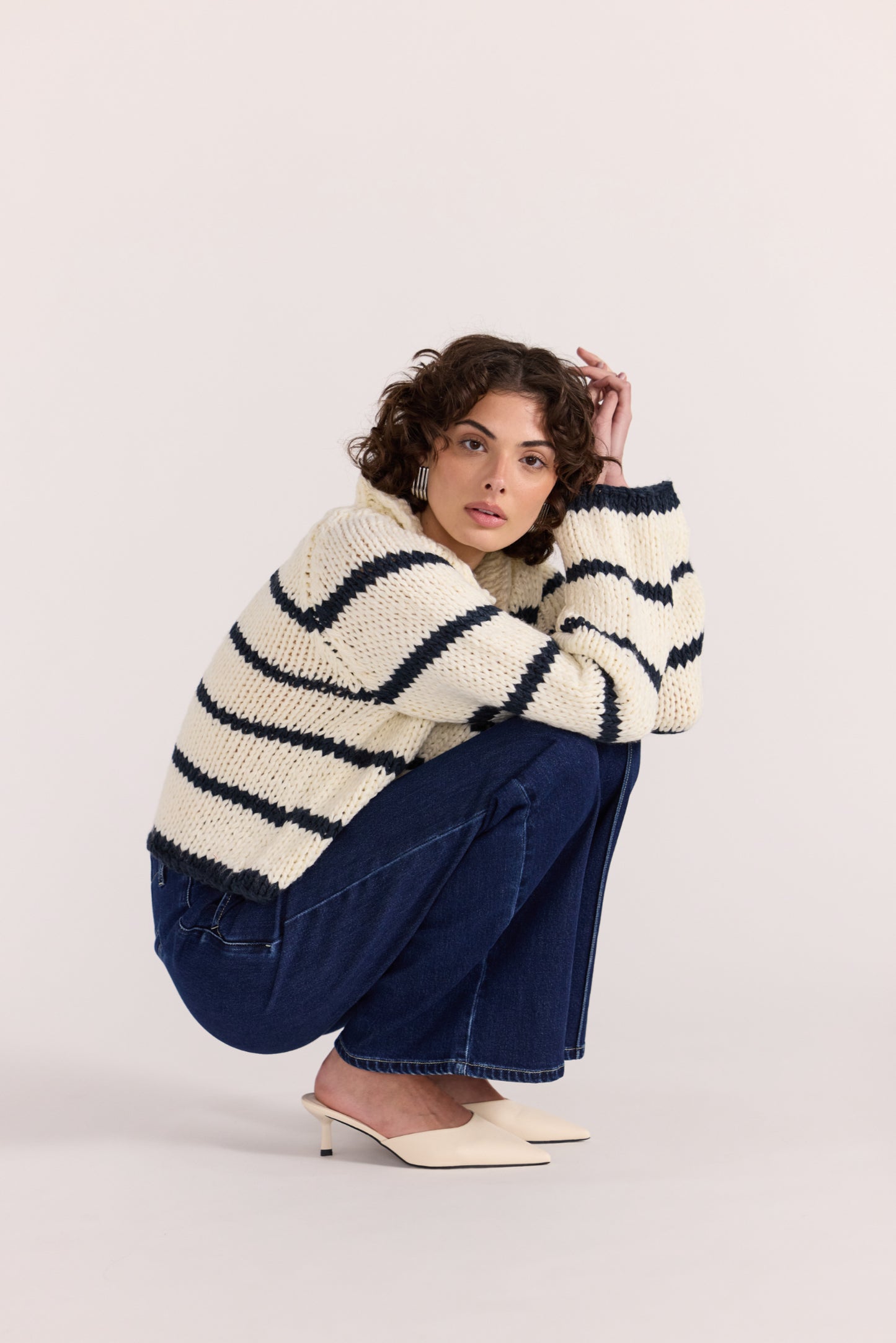 Frankie Stripe Jumper - Cream/Navy
