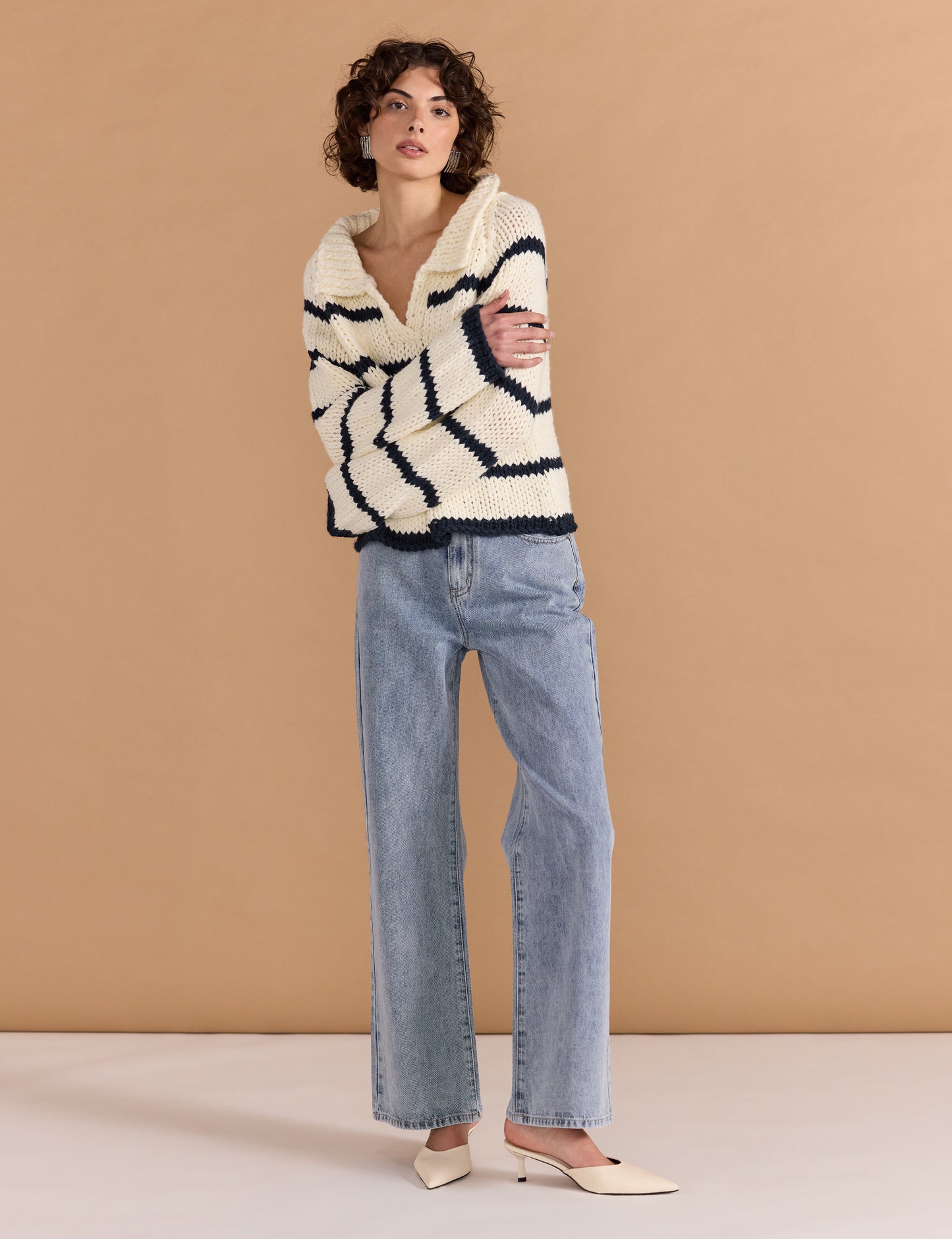 Frankie Stripe Jumper - Cream/Navy