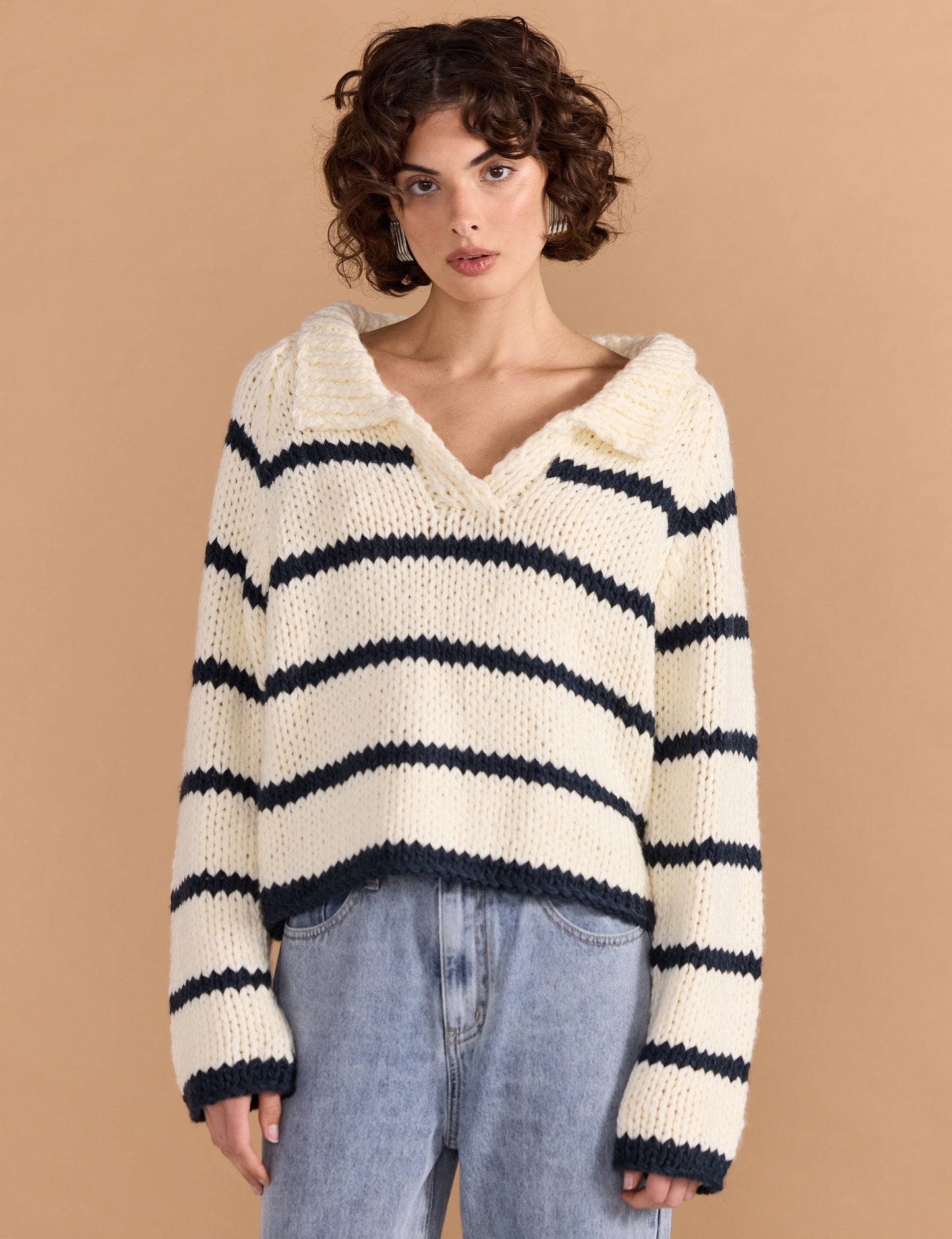 Frankie Stripe Jumper - Cream/Navy