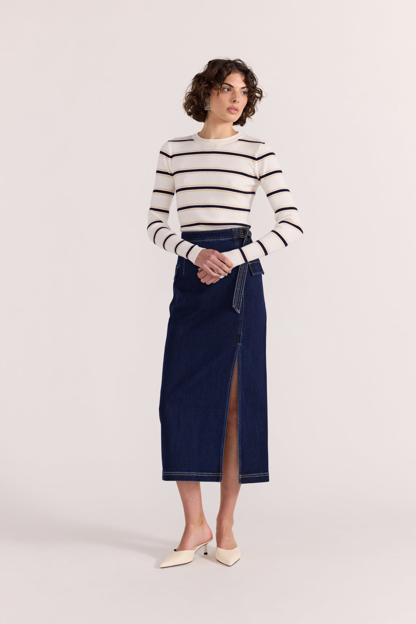 Lennox Denim Midi Skirt - Indigo