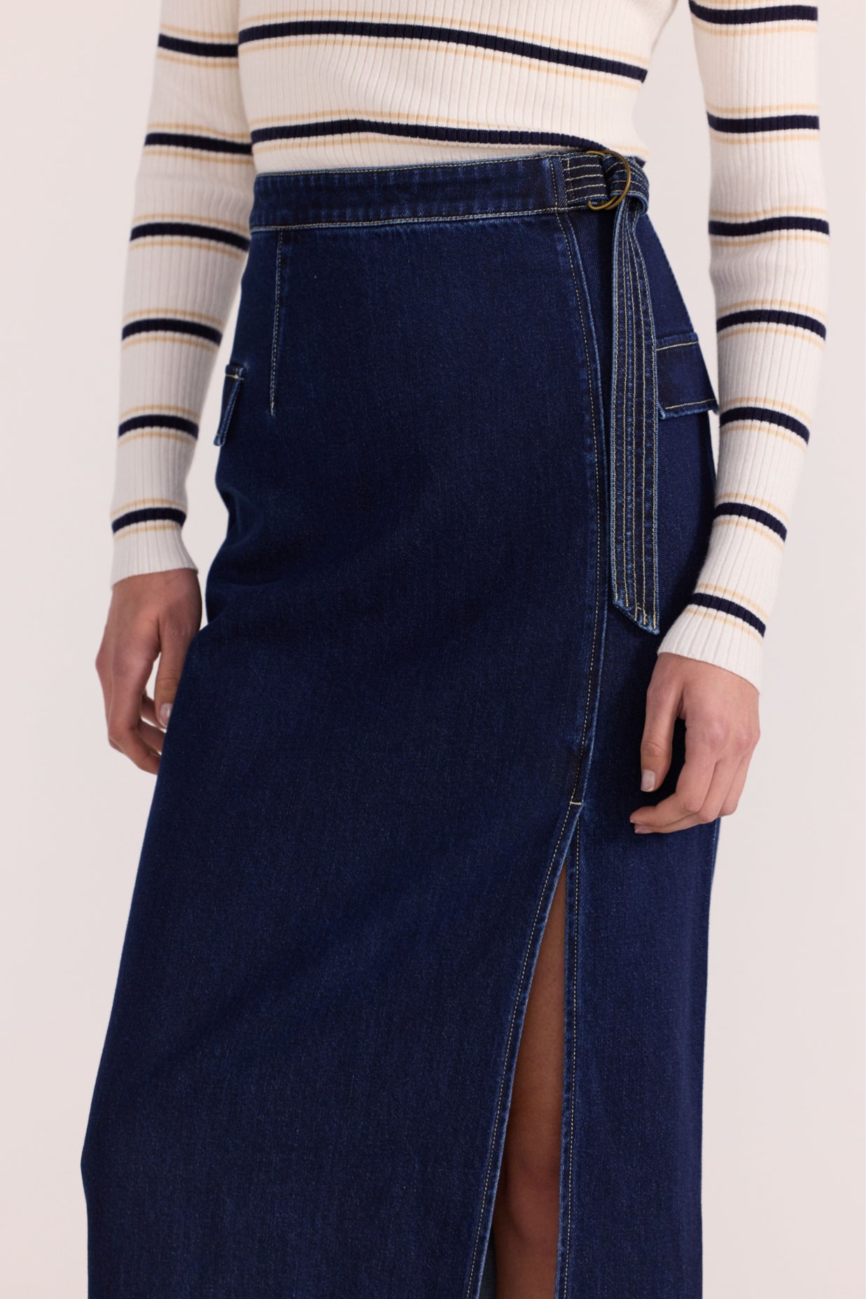Lennox Denim Midi Skirt - Indigo