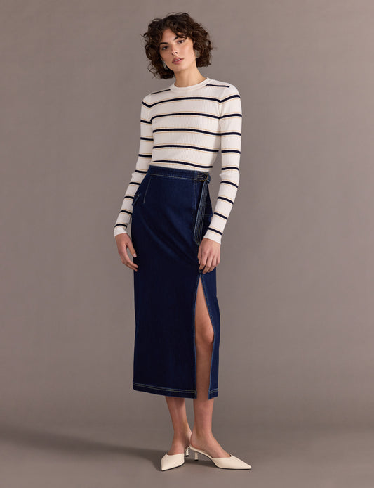Lennox Denim Midi Skirt - Indigo