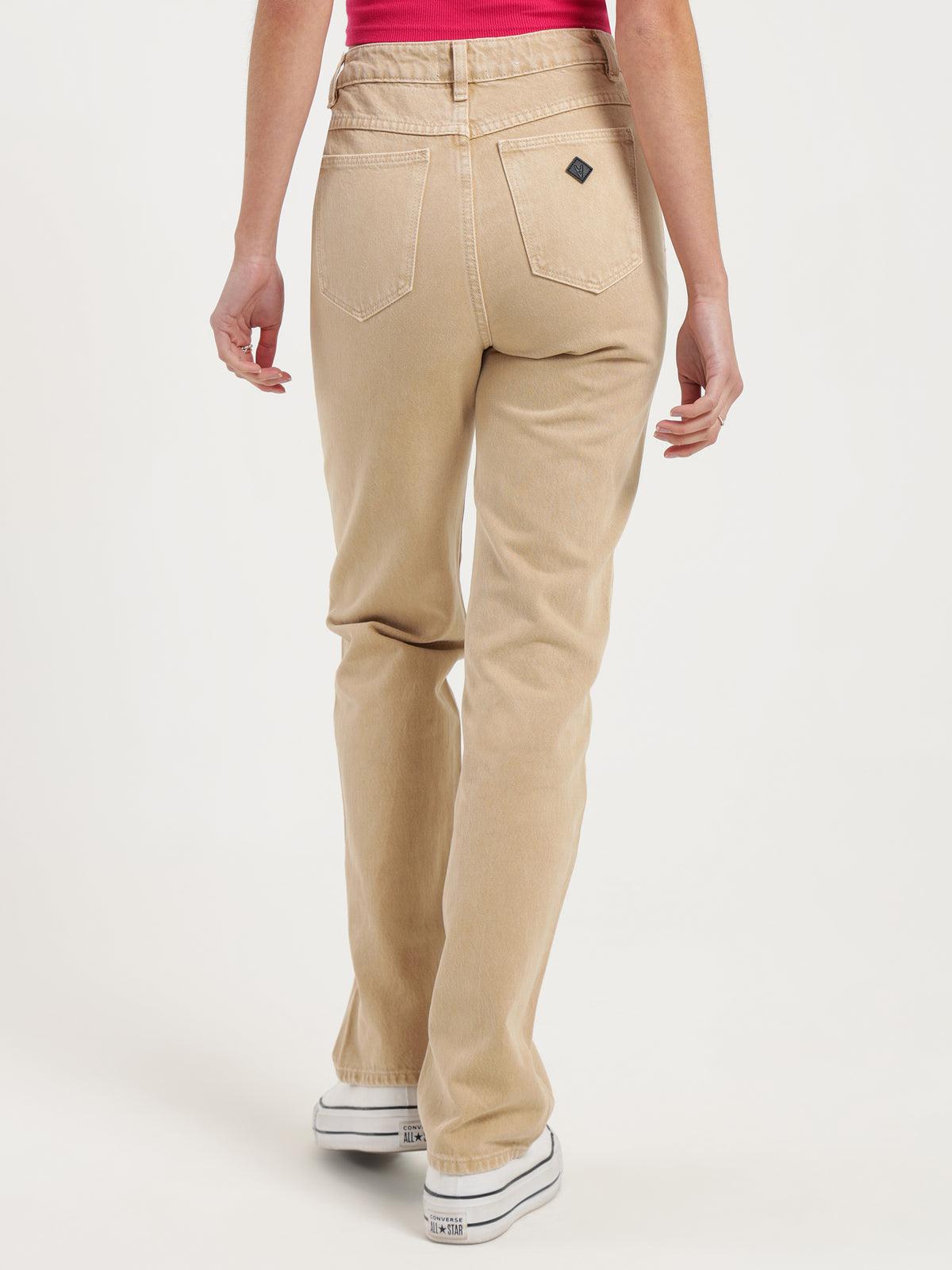 A 94 High Straight Jeans - Faded Khaki by Abrand Jeans - in 8/26 | SWAACE
