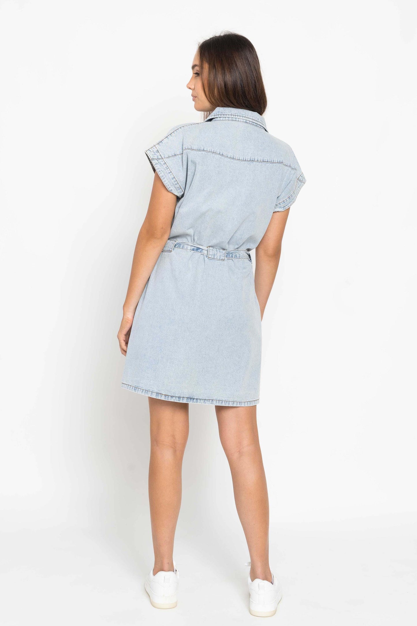 Alessa Denim Dress - Pale Blue Wash by Fox + Velvet - in 8 | SWAACE