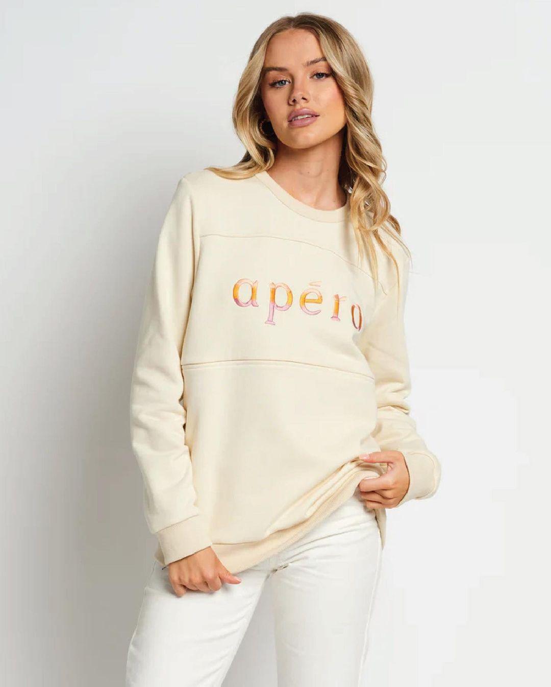 Lustre Embroidered Jumper - Cream/Ombre Multi by Apero Label - in XS | SWAACE