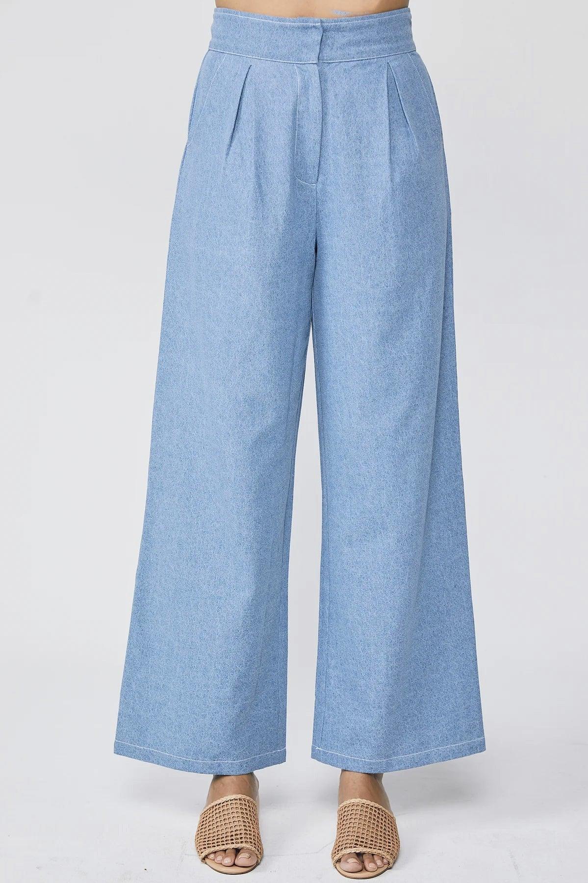 Ariel Chambray Pants - Chambray by Rue Stiic - in XS | SWAACE