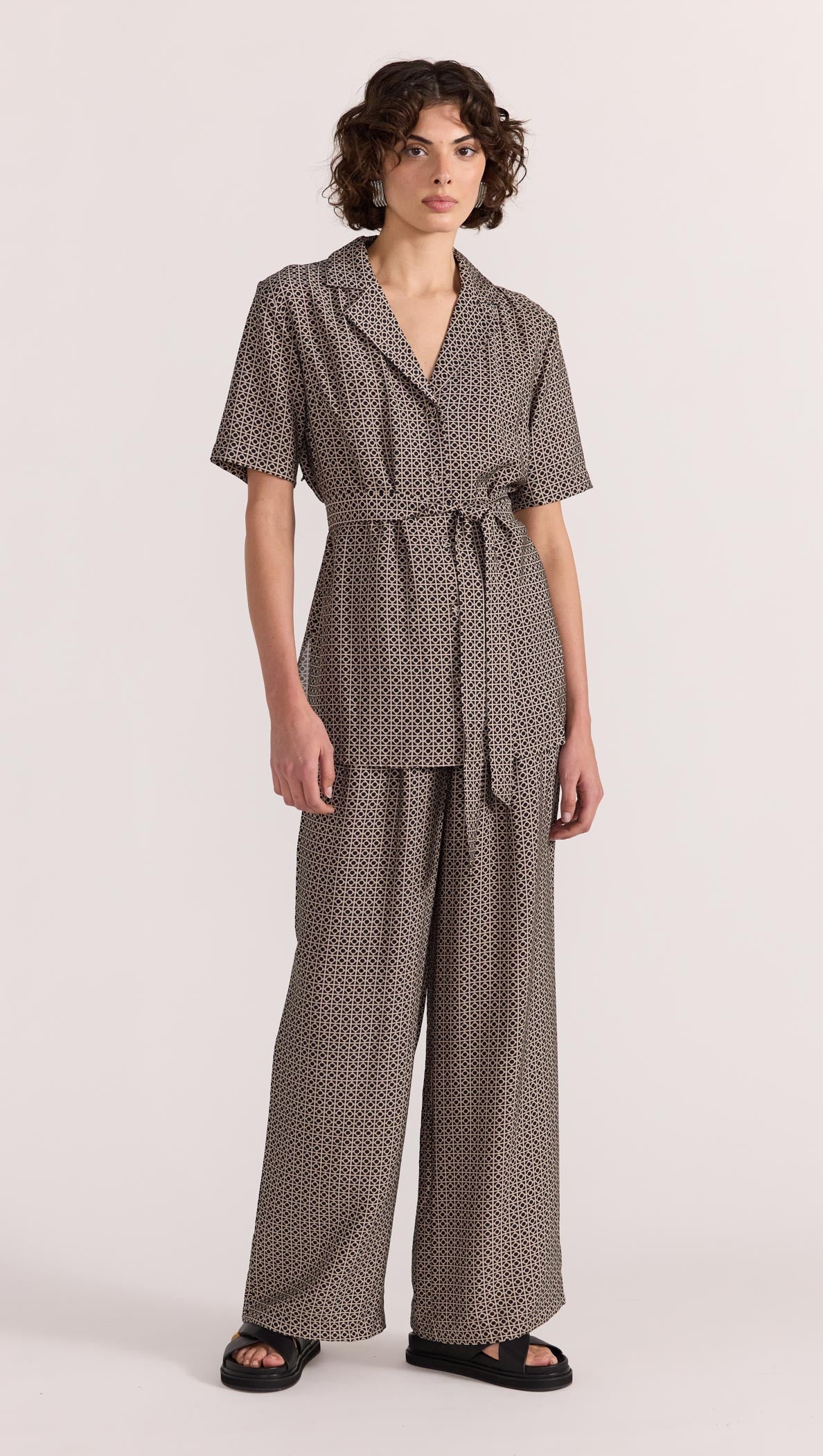 Calla Wide Leg Pants - Black/Beige