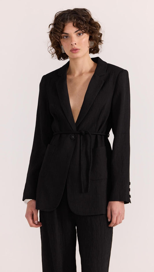Emory Tie Waist Blazer - Black