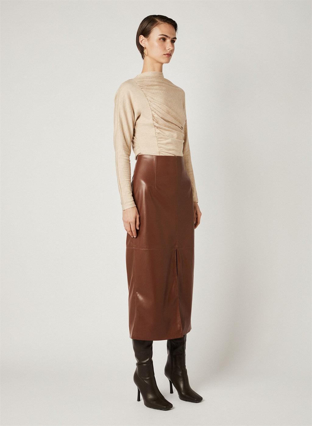 Rocco Midi Skirt - Nutmeg by Esmaee - in XS | SWAACE