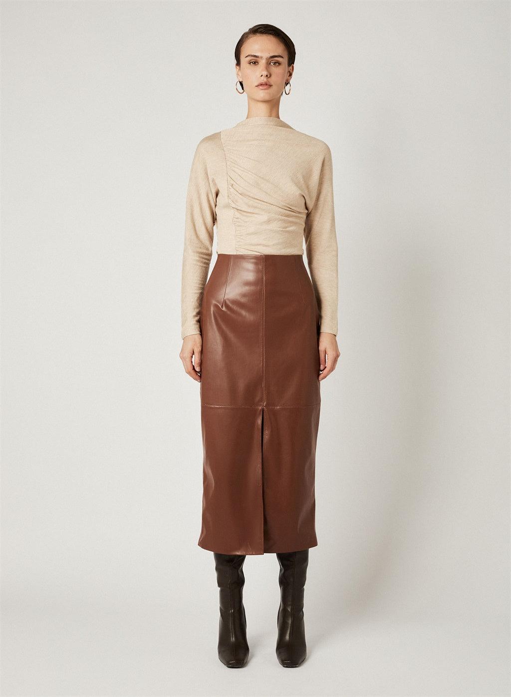Rocco Midi Skirt - Nutmeg by Esmaee - in XS | SWAACE