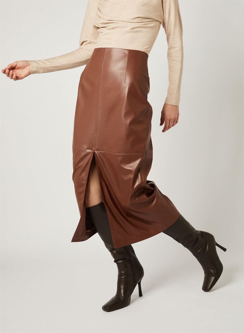Rocco Midi Skirt - Nutmeg by Esmaee - in XS | SWAACE