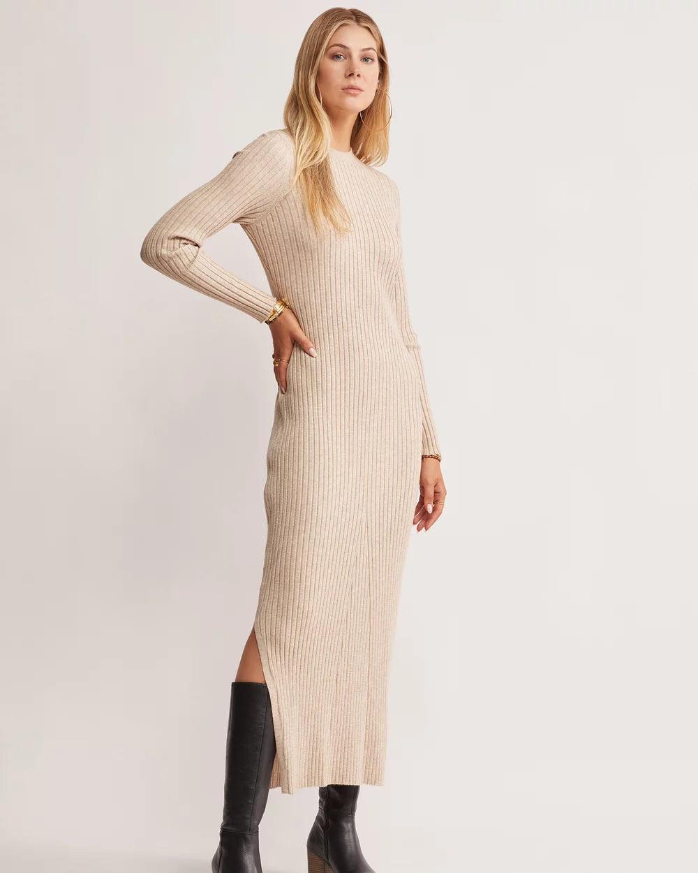 Wistful Knit Midi Dress - Sand by MOS The Label - in XS | SWAACE