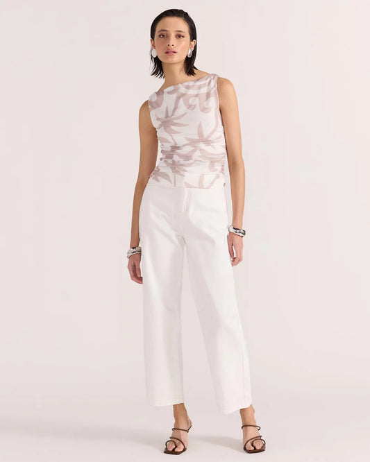 Olympia Crop Denim Jeans - White - STAPLE THE LABEL