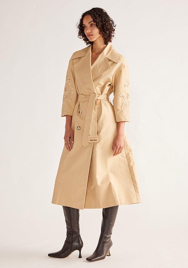 Louise Embroidery Trench - Beige by MOS The Label - in 6 | SWAACE