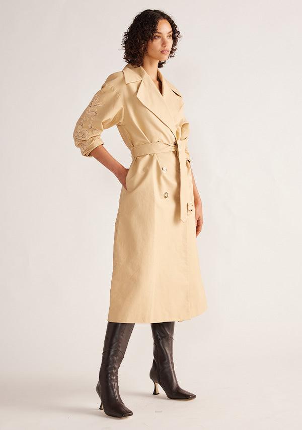 Louise Embroidery Trench - Beige by MOS The Label - in 6 | SWAACE