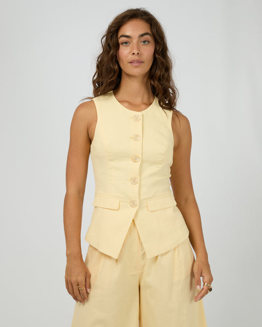 Alessa Linen Vest - Yellow