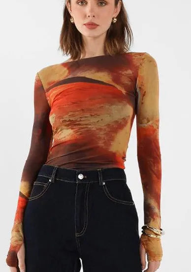 Ariane Long Sleeve Top - Sunset
