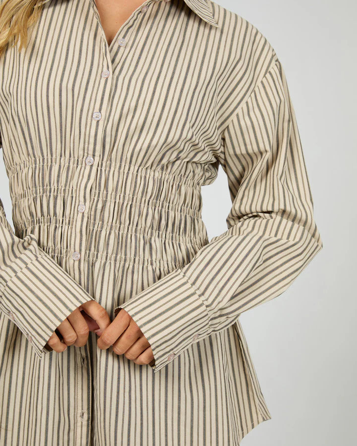 AAE Ruched Stripe Shirt - Natural