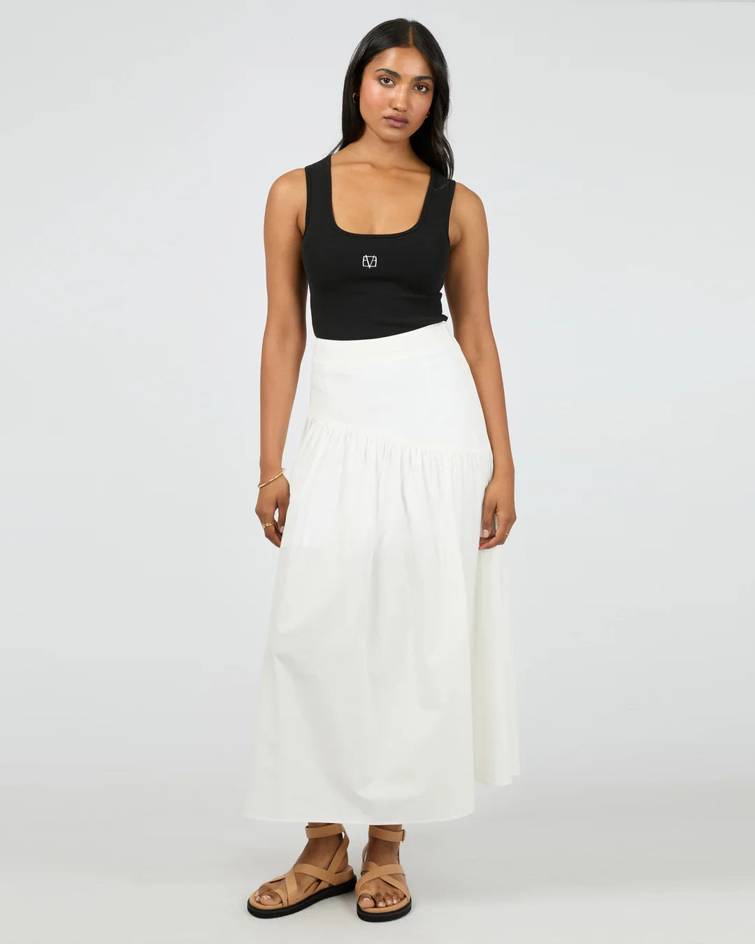 Essential Asym Maxi Skirt - White
