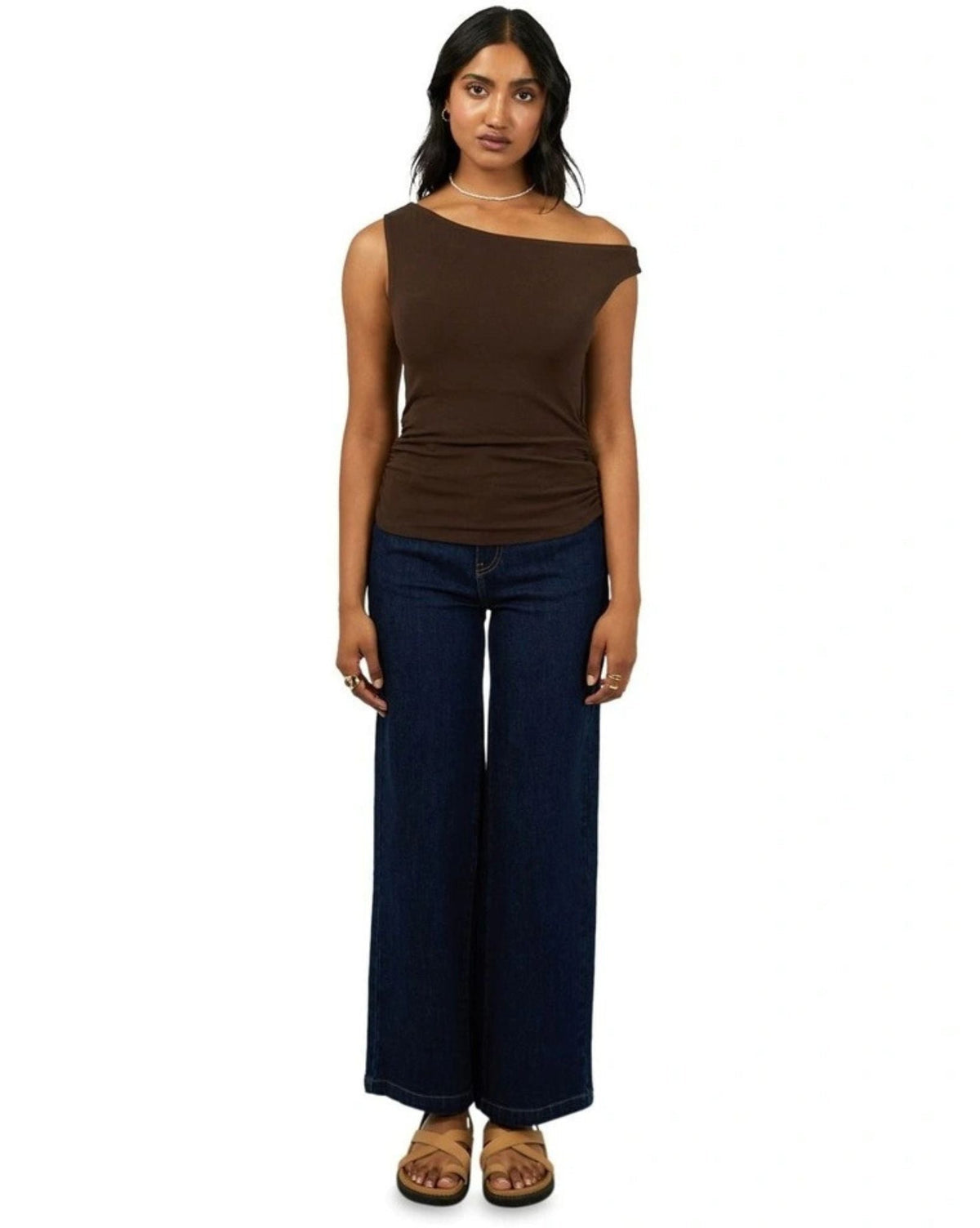 Kylie Off Shoulder Top - Brown
