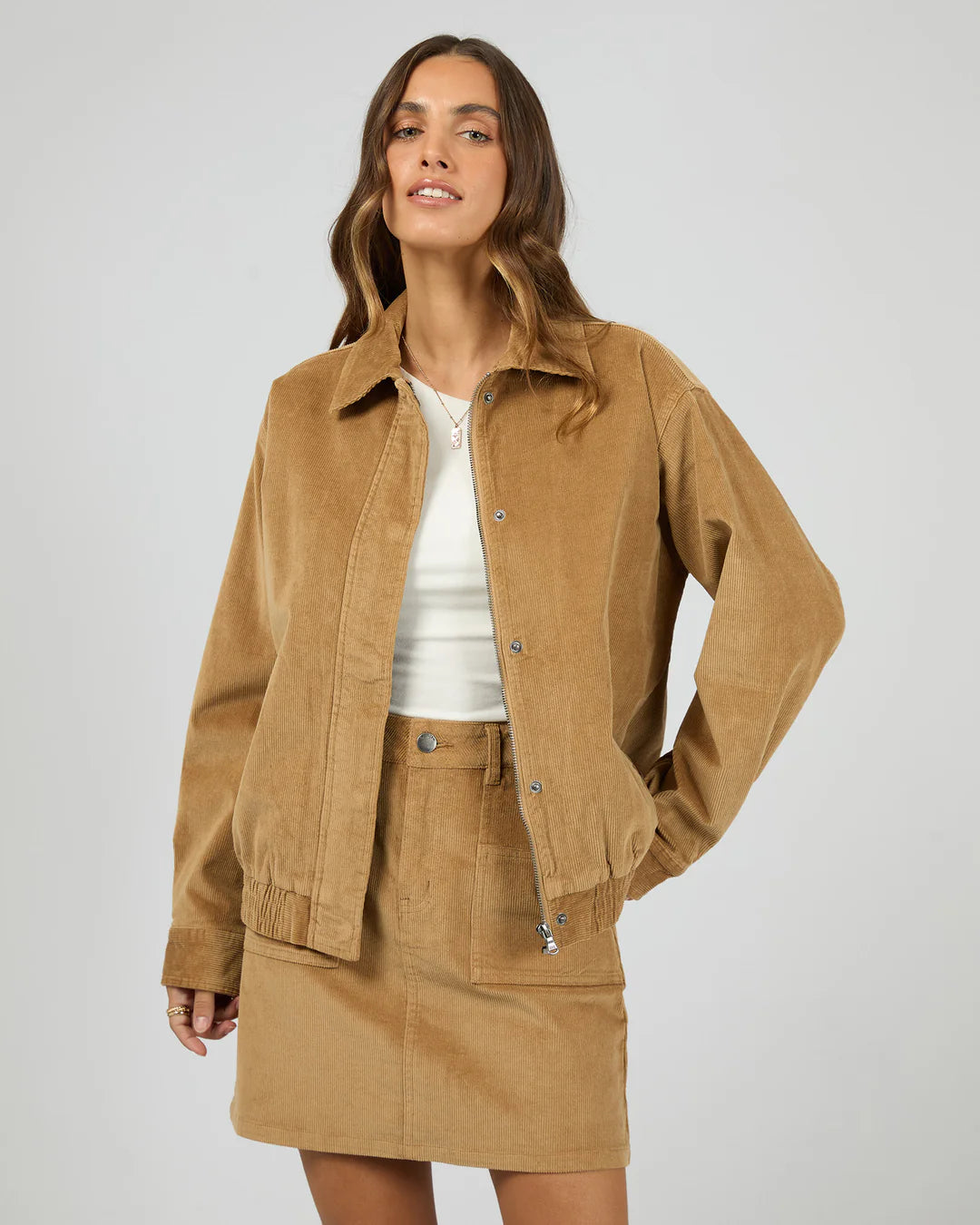 Bambi Cord Bomber Jacket - Tan