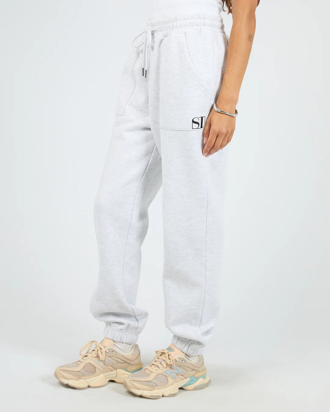 Silent Luxe Cuffed Trackpant - Snow Marle