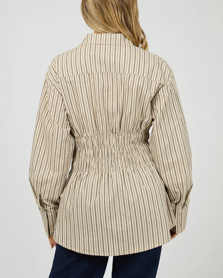 AAE Ruched Stripe Shirt - Natural