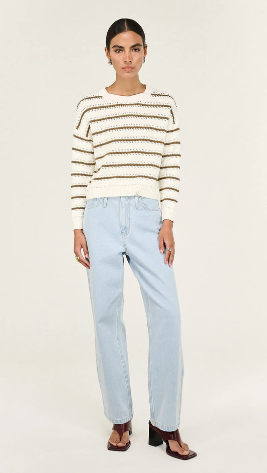 Vera Stripe Jumper - Off White/Khaki